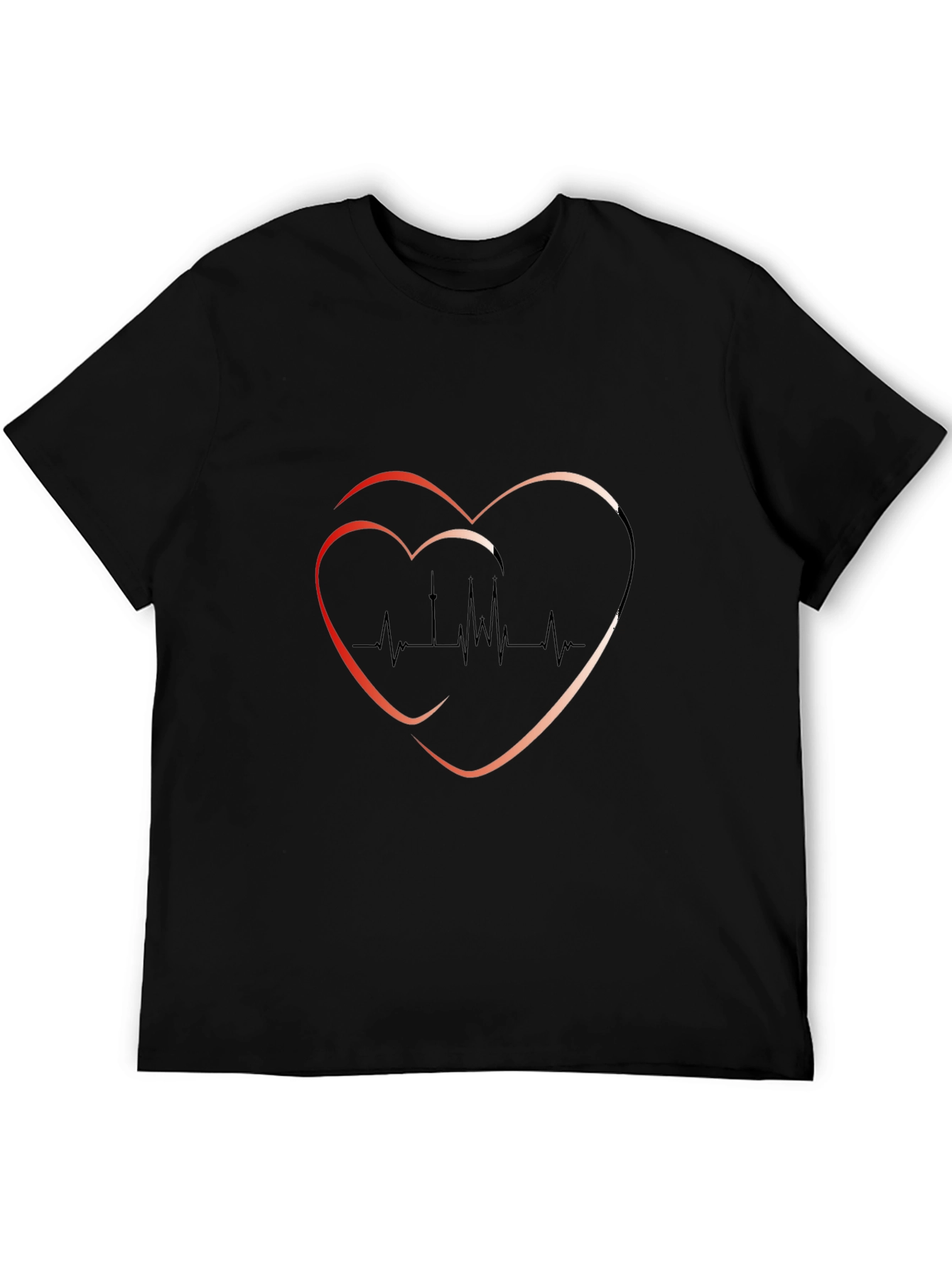 Heartbeat Graphic Tee - Trendy Black T-Shirt