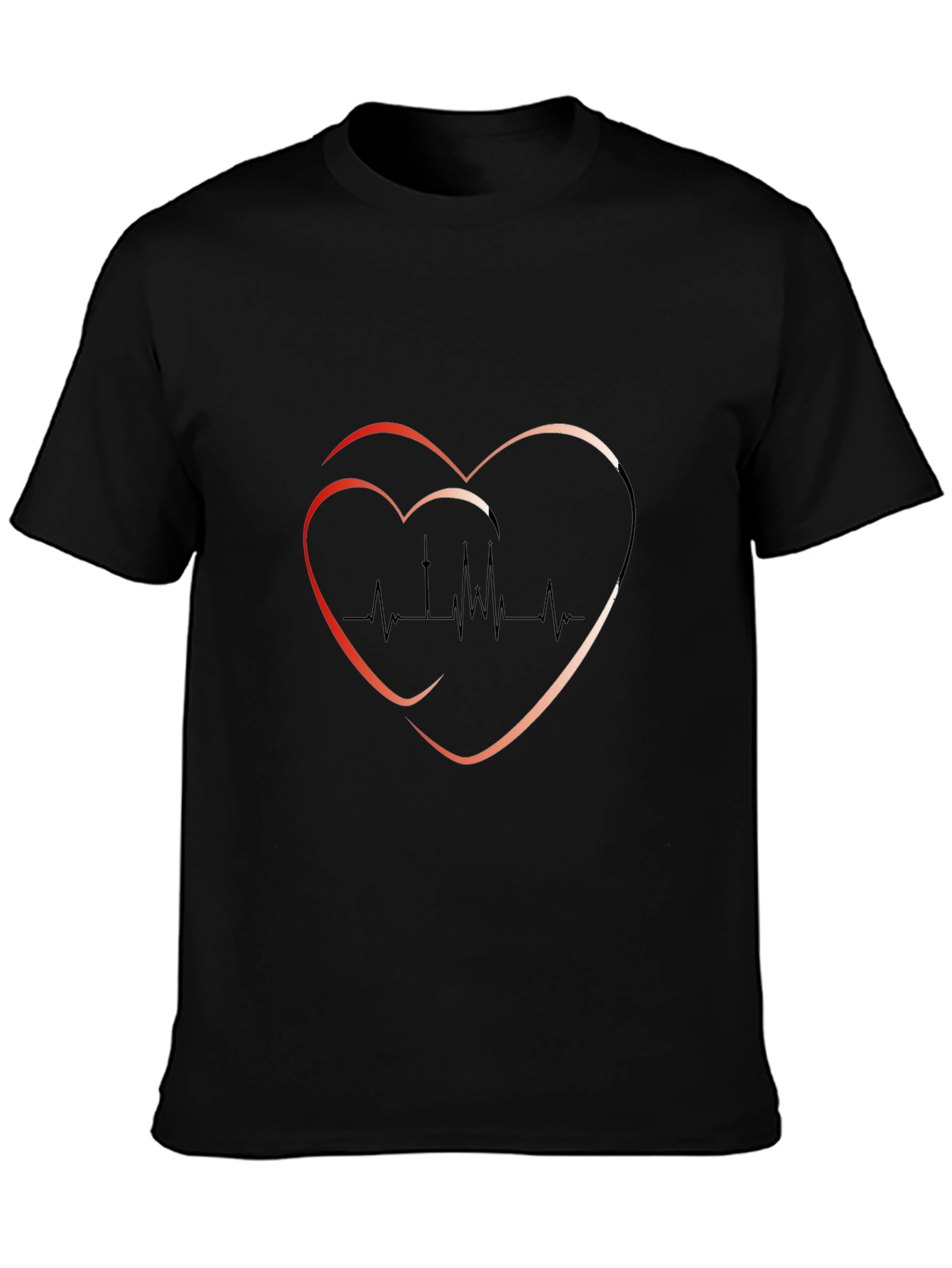 Heartbeat Graphic Tee - Trendy Black T-Shirt