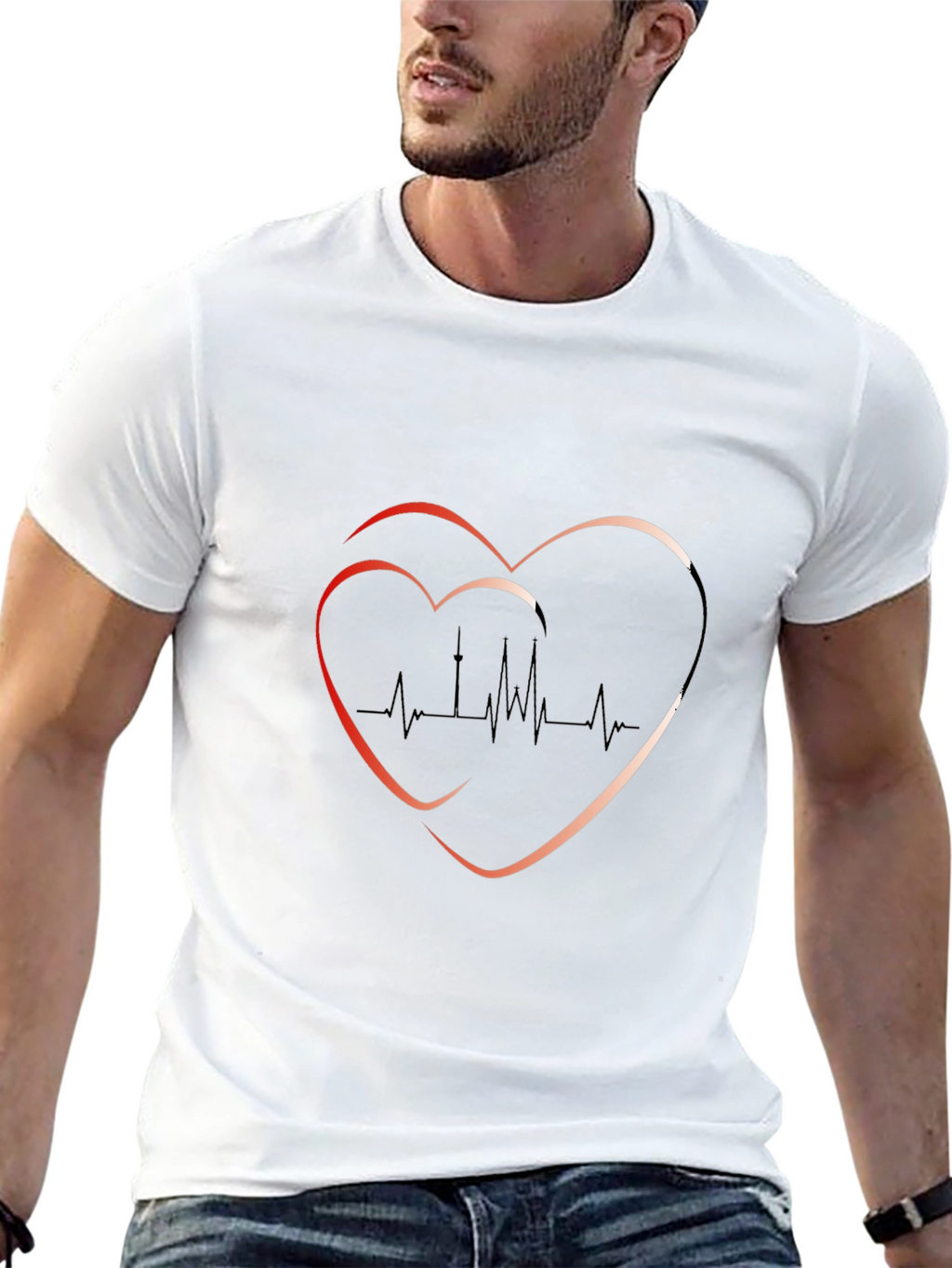 Heartbeat Graphic Tee - Trendy Black T-Shirt