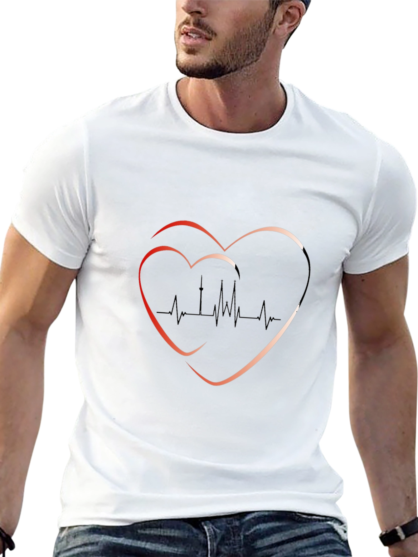 Heartbeat Graphic Tee - Trendy Black T-Shirt