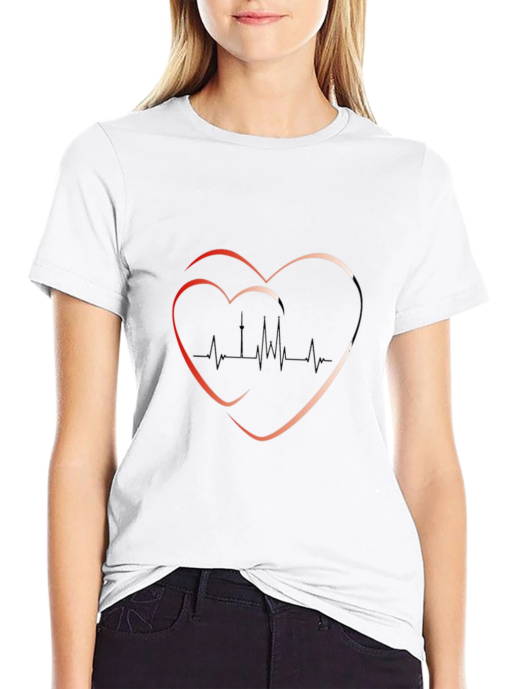 Heartbeat Graphic Tee - Trendy Black T-Shirt