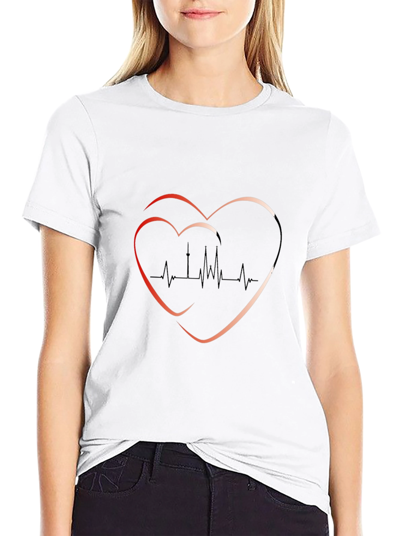 Heartbeat Graphic Tee - Trendy Black T-Shirt