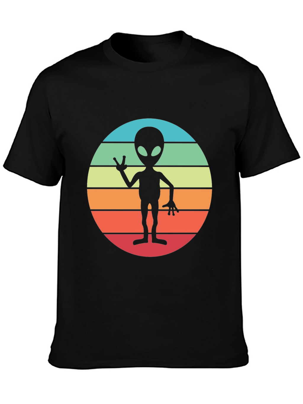 Retro Alien Sunset Graphic Tee - Black