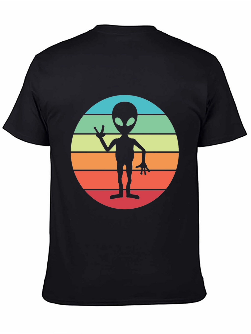 Retro Alien Sunset Graphic Tee - Black