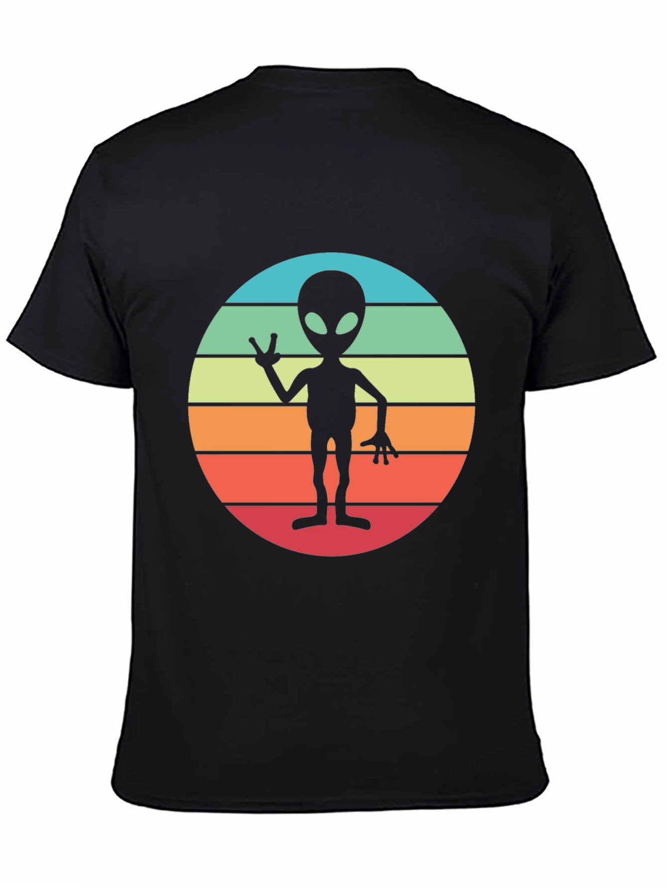 Retro Alien Sunset Graphic Tee - Black