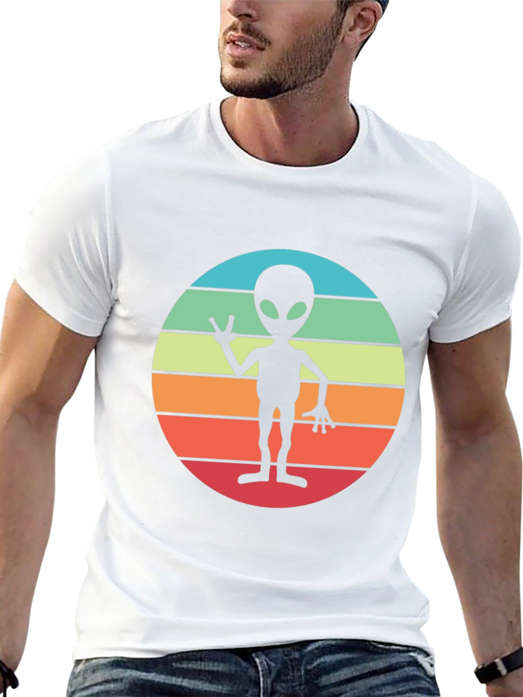 Retro Alien Sunset Graphic Tee - Black