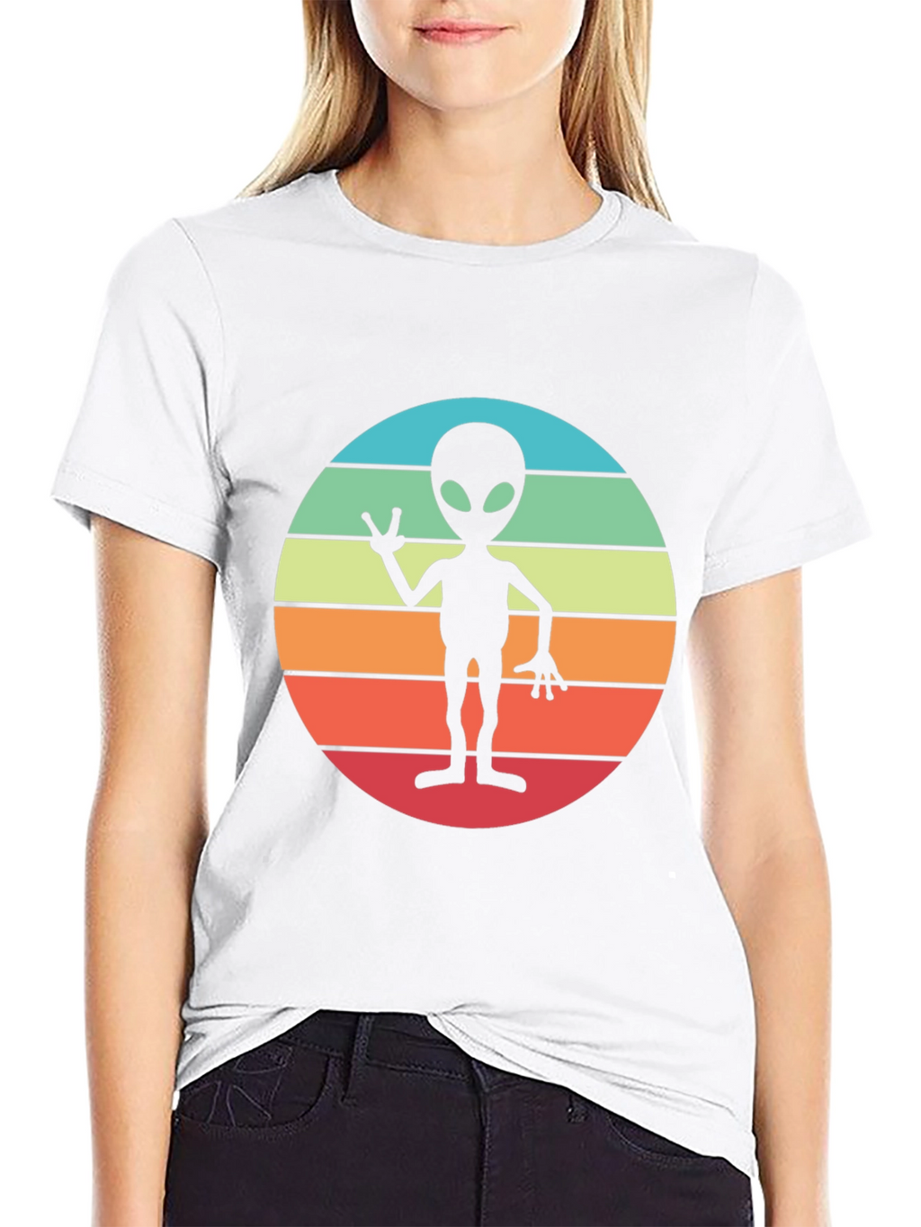 Retro Alien Sunset Graphic Tee - Black