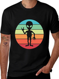 Retro Alien Sunset Graphic Tee - Black