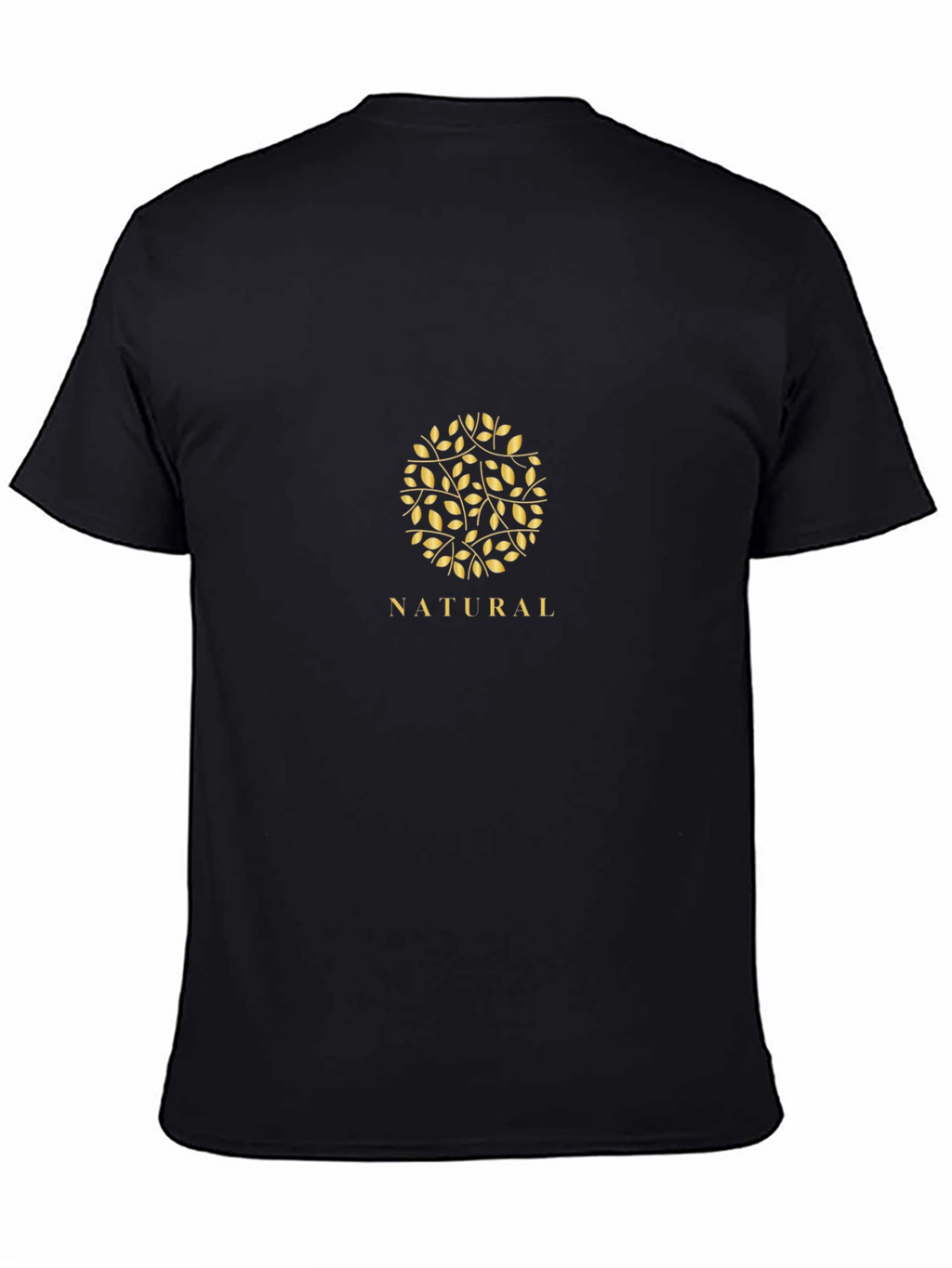 Natural Leaf Design Black T-Shirt