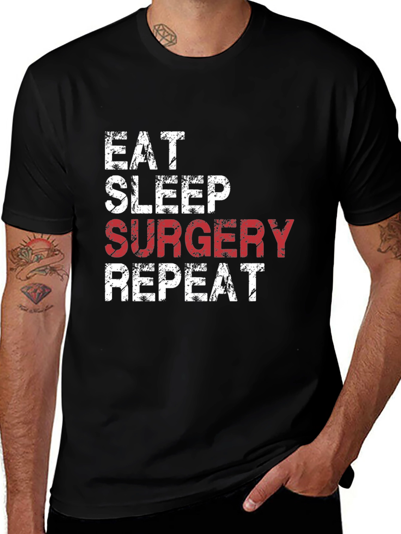 Eat Sleep Surgery Repeat Black T-Shirt