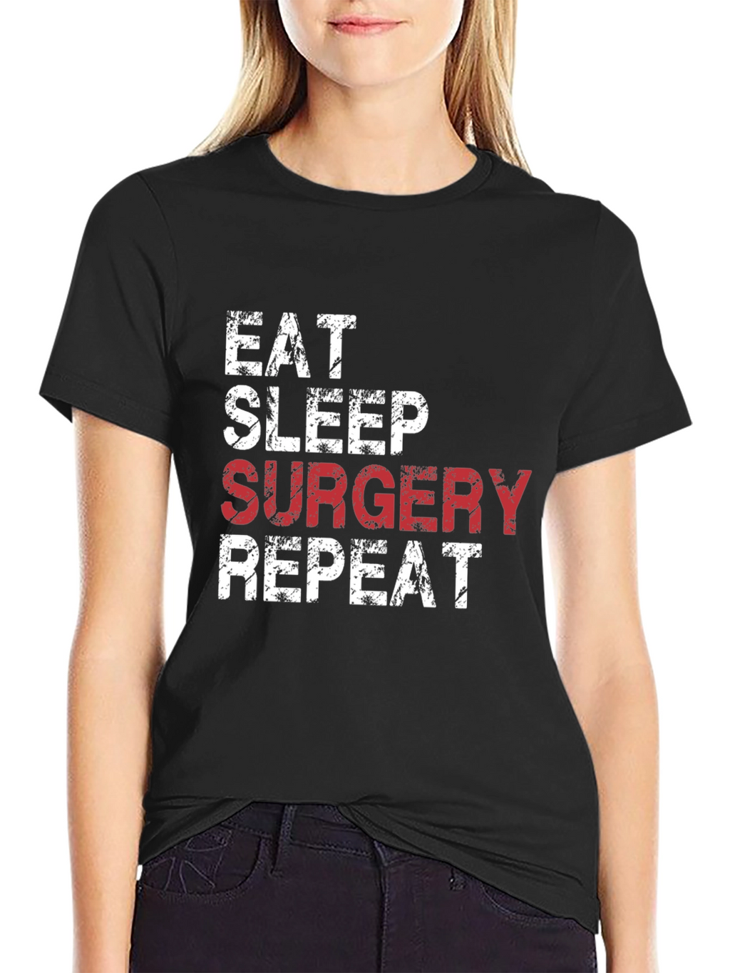 Eat Sleep Surgery Repeat Black T-Shirt