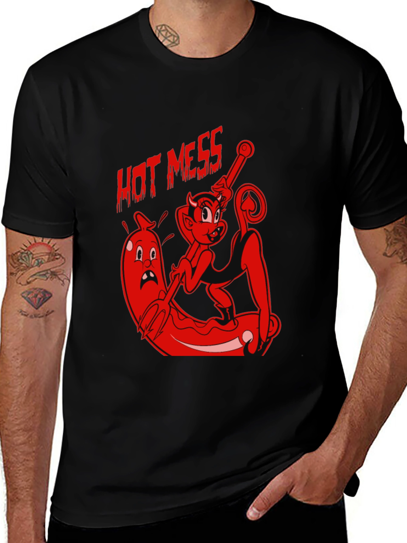 Hot Mess Devil T-Shirt - Black Graphic Tee