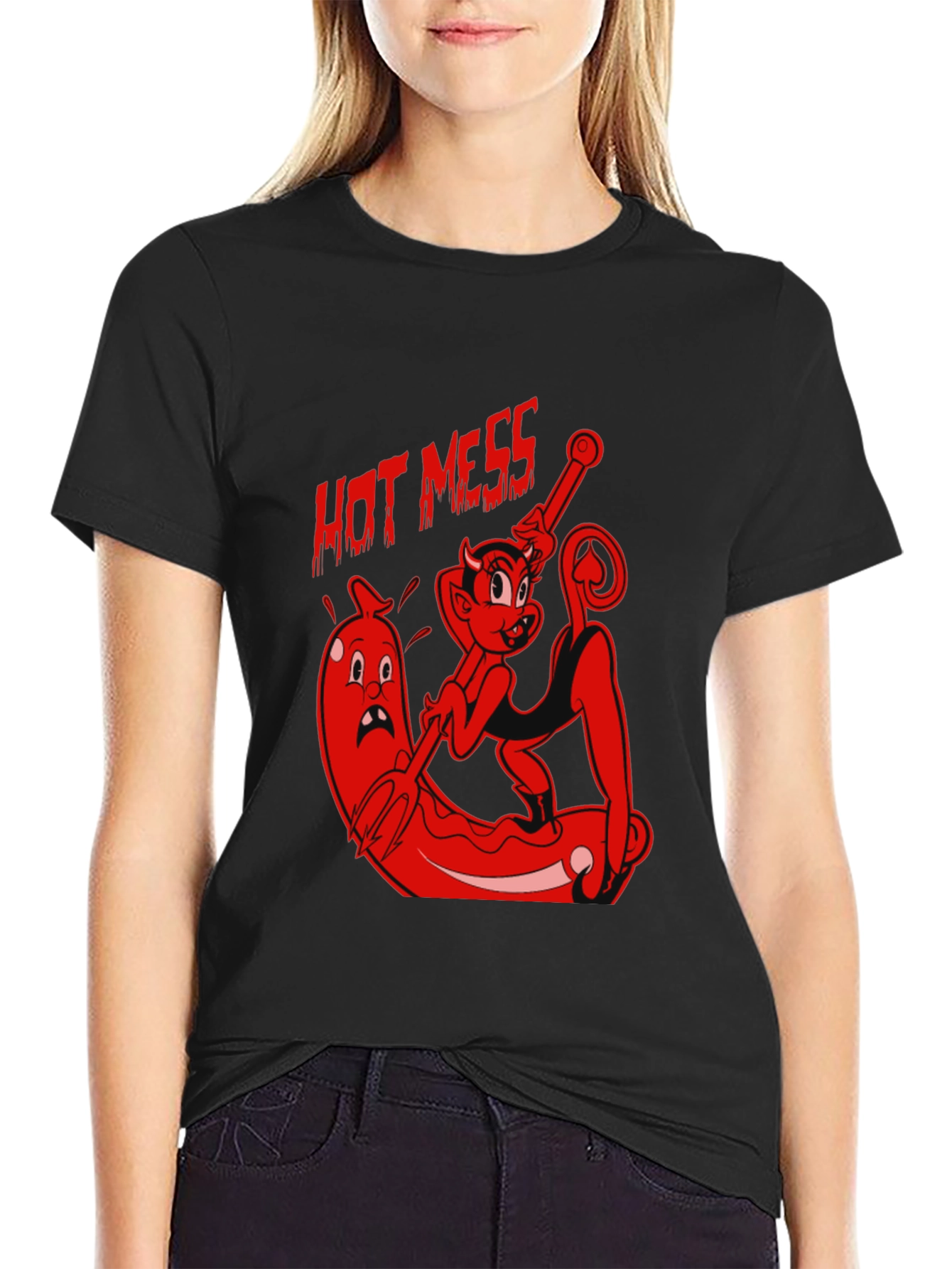 Hot Mess Devil T-Shirt - Black Graphic Tee