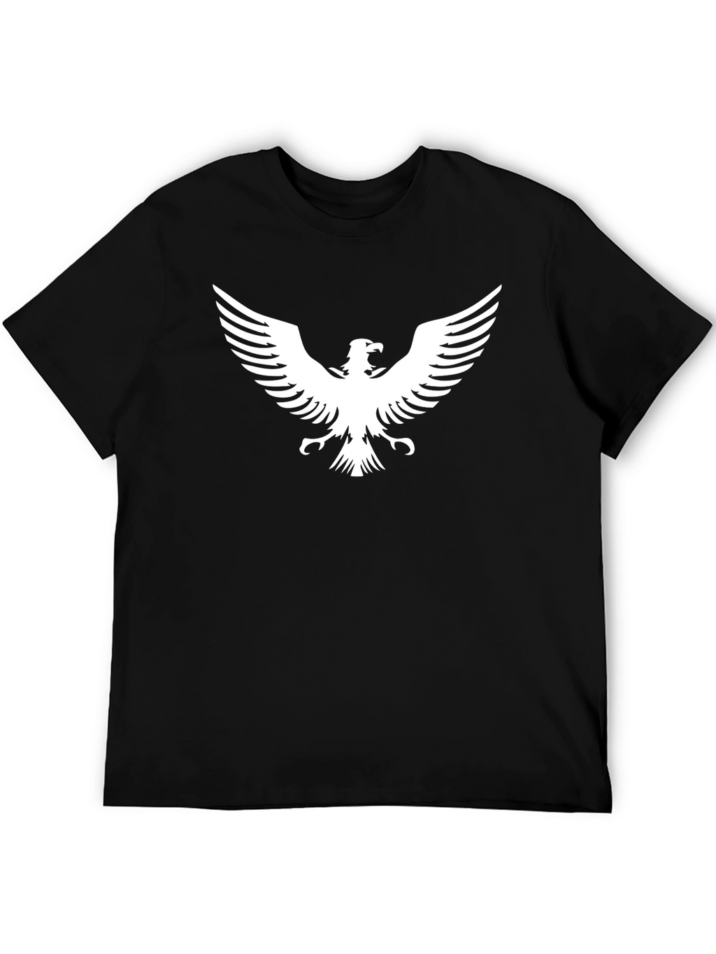 Black T-Shirt with White Eagle Graphic Print