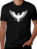 Black T-Shirt with White Eagle Graphic Print