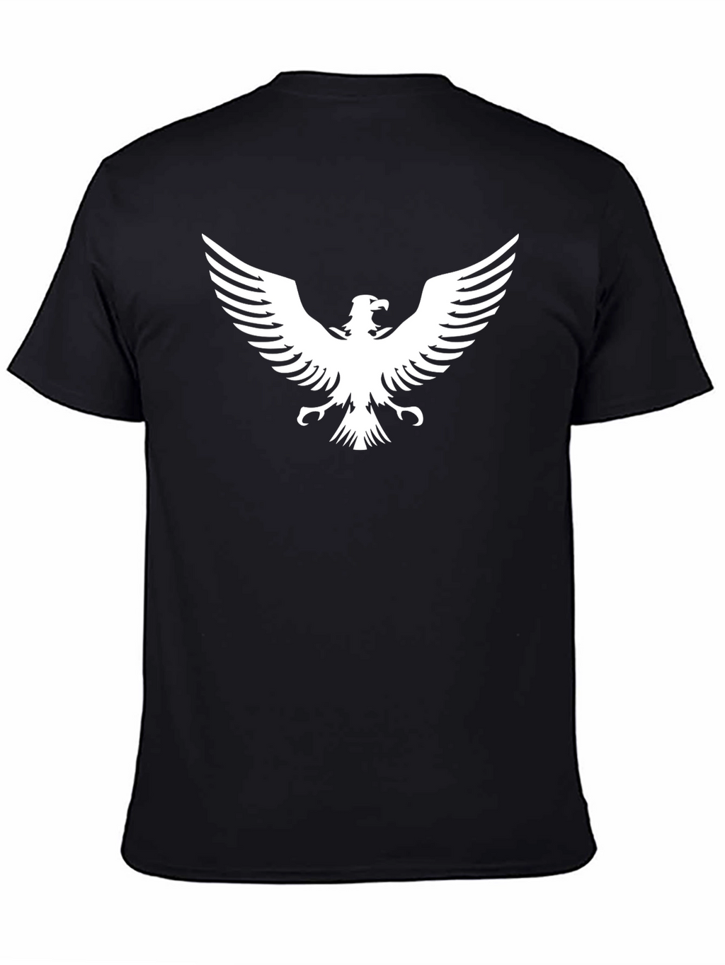 Black T-Shirt with White Eagle Graphic Print
