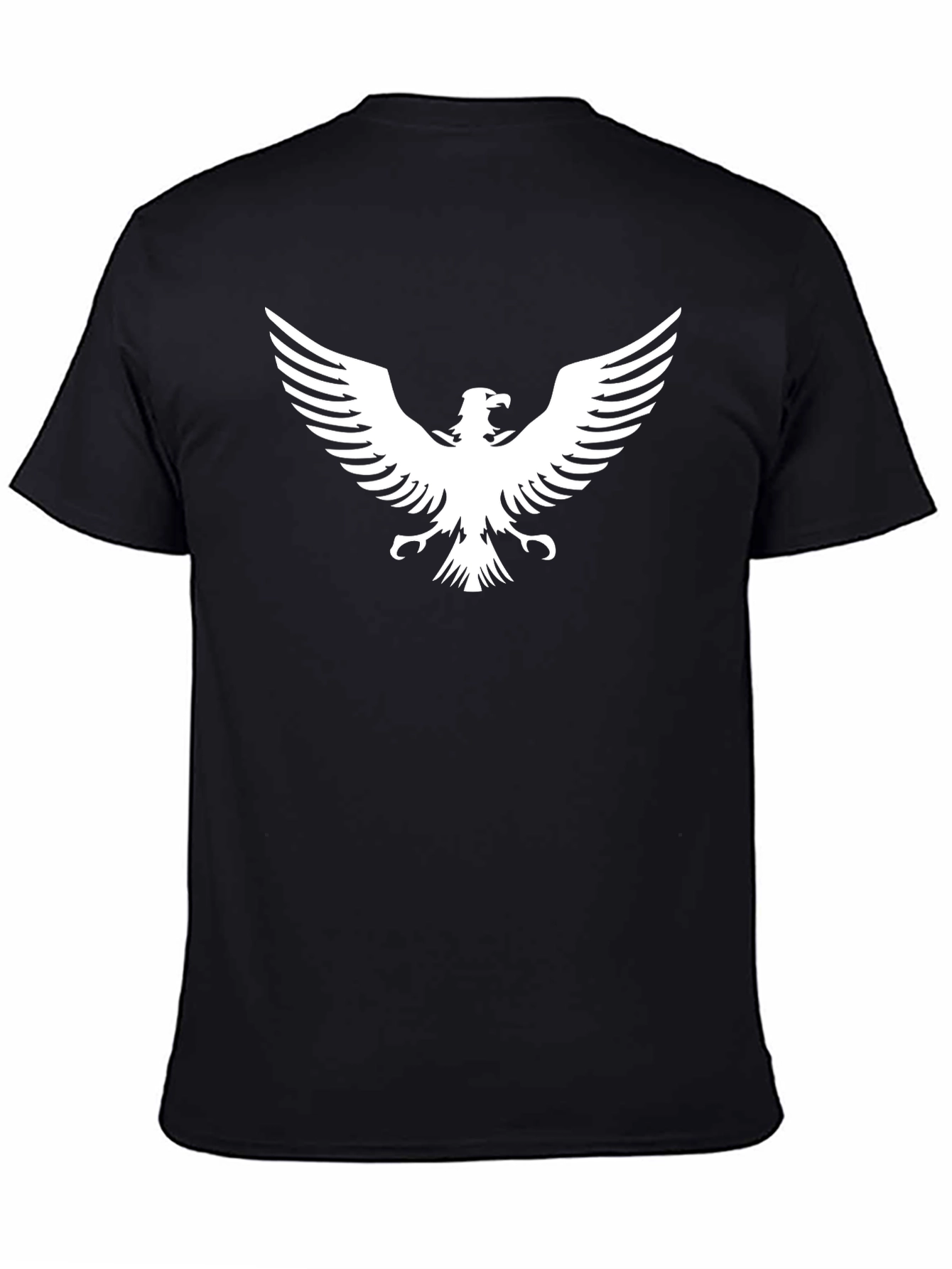 Black T-Shirt with White Eagle Graphic Print