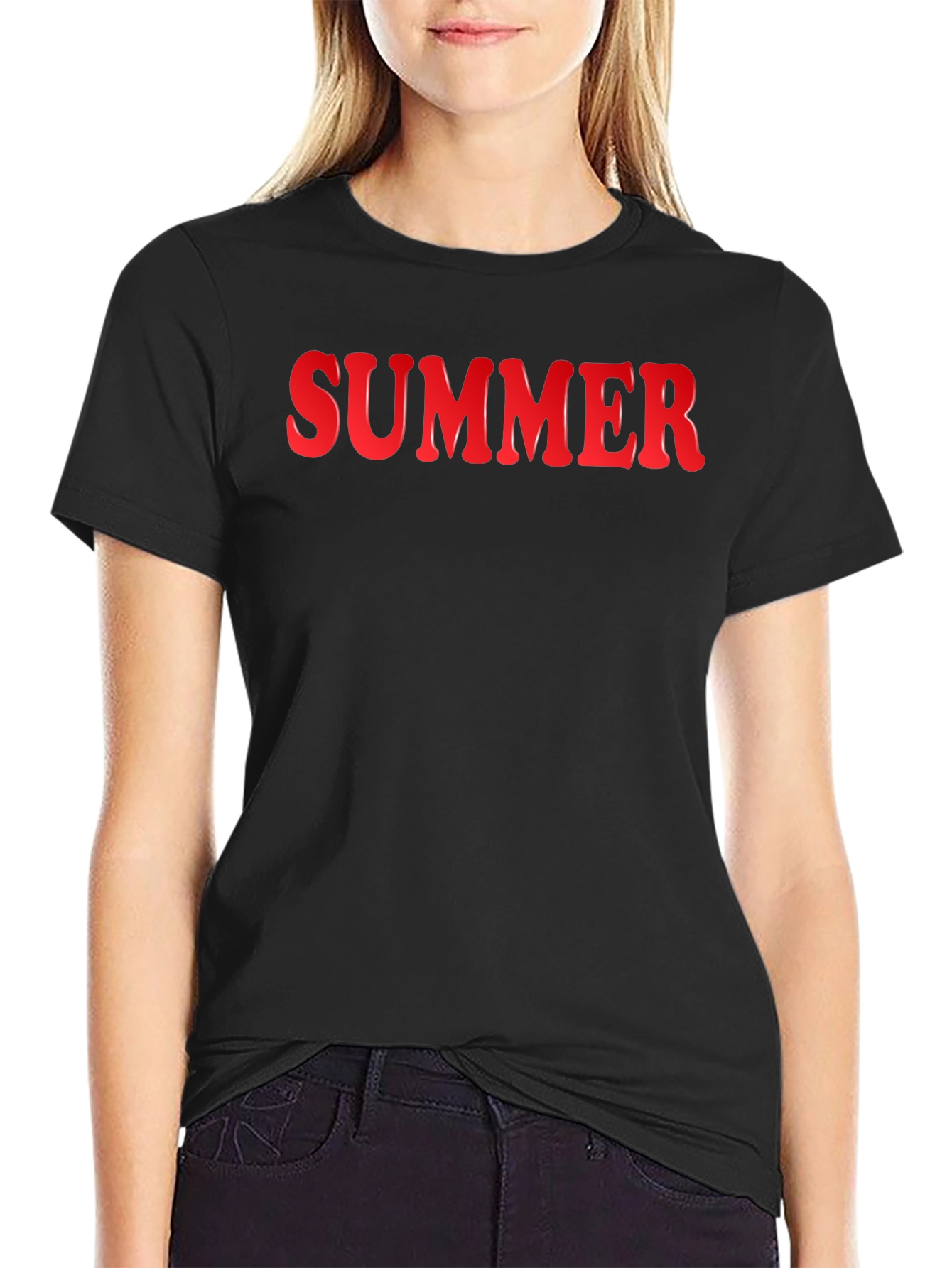 Summer Graphic Tee - Bold Red Lettering on Black