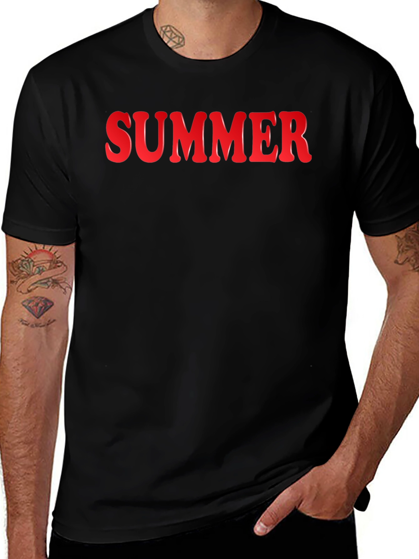 Summer Graphic Tee - Bold Red Lettering on Black