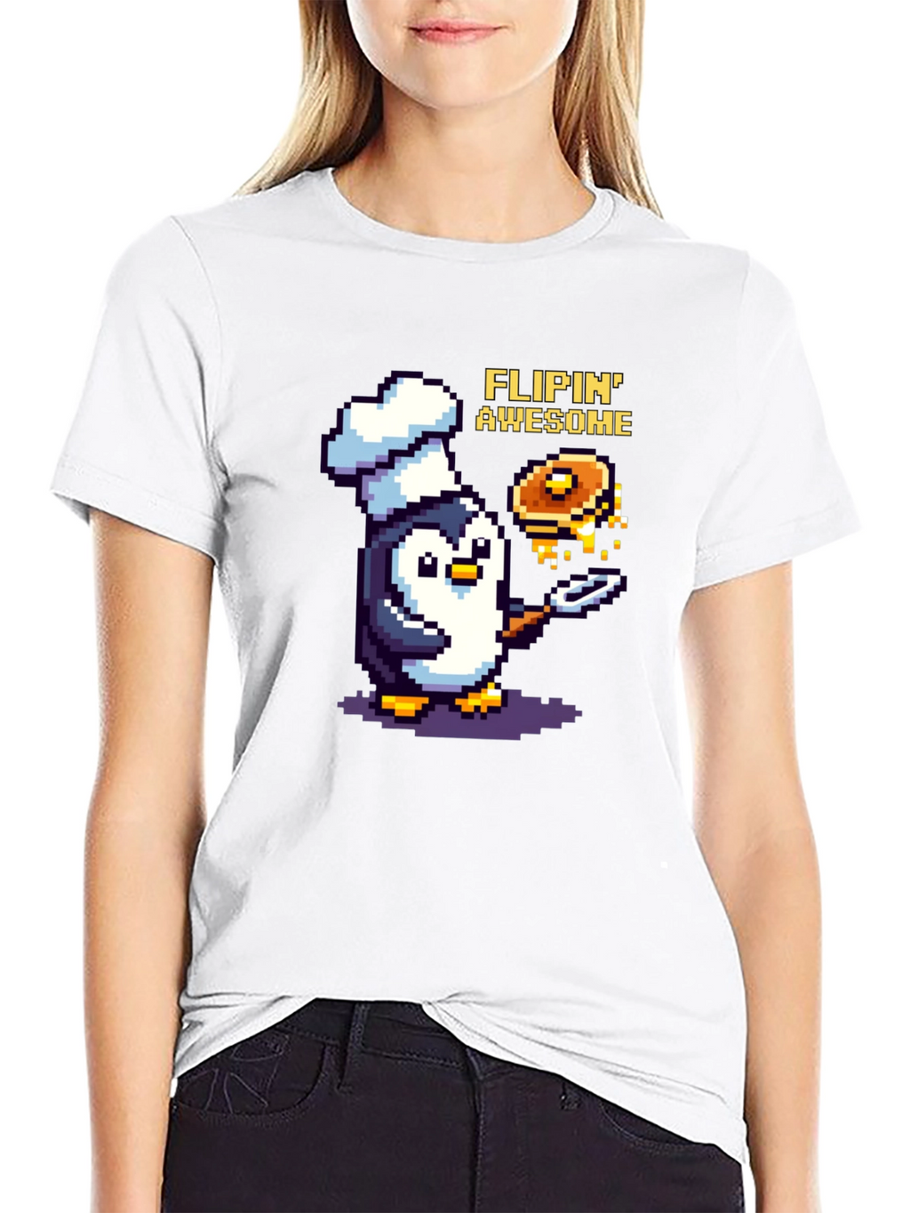 Flippin Awesome Pixel Penguin Chef T-Shirt