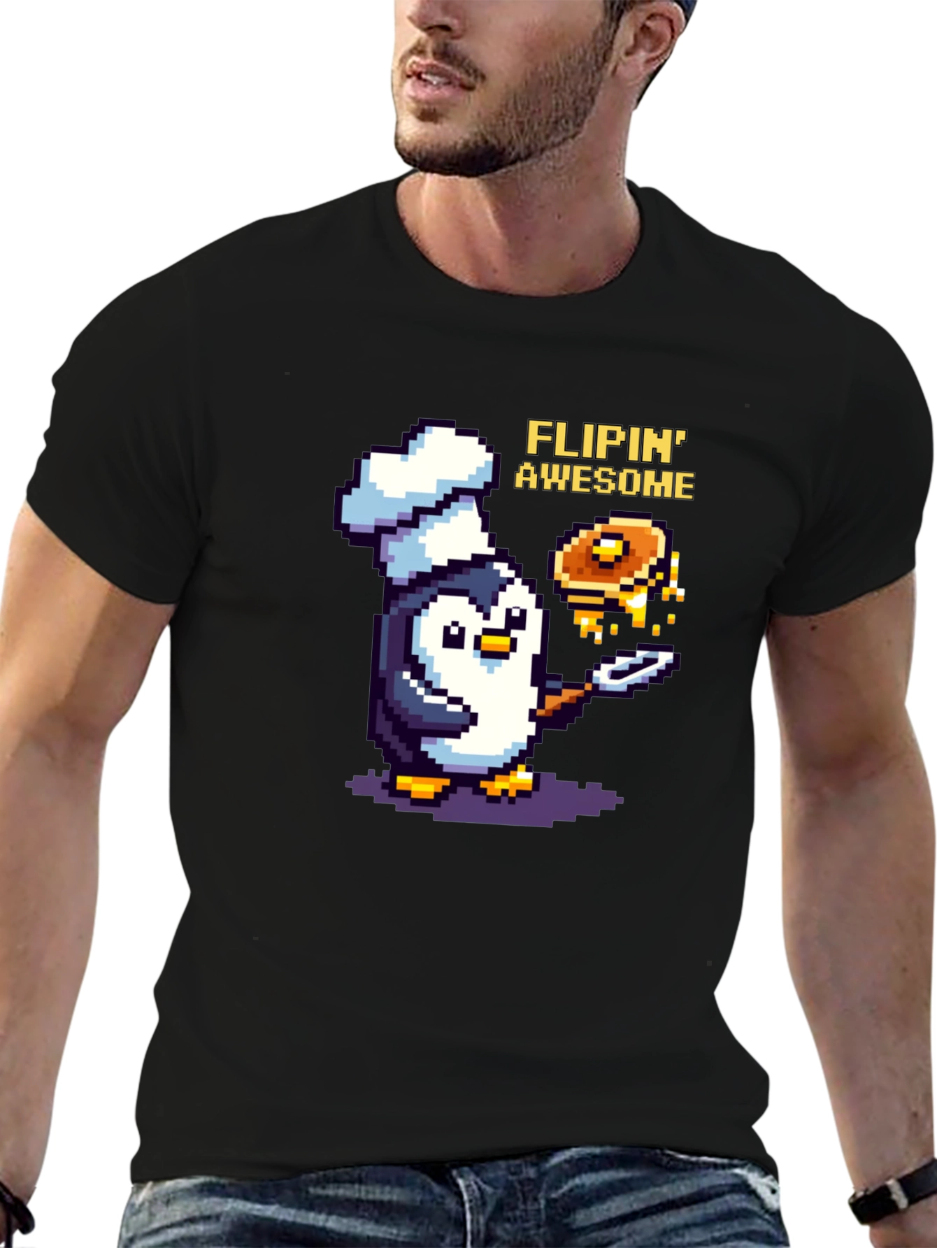 Flippin Awesome Pixel Penguin Chef T-Shirt