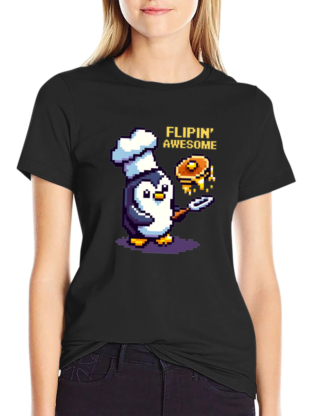 Flippin Awesome Pixel Penguin Chef T-Shirt