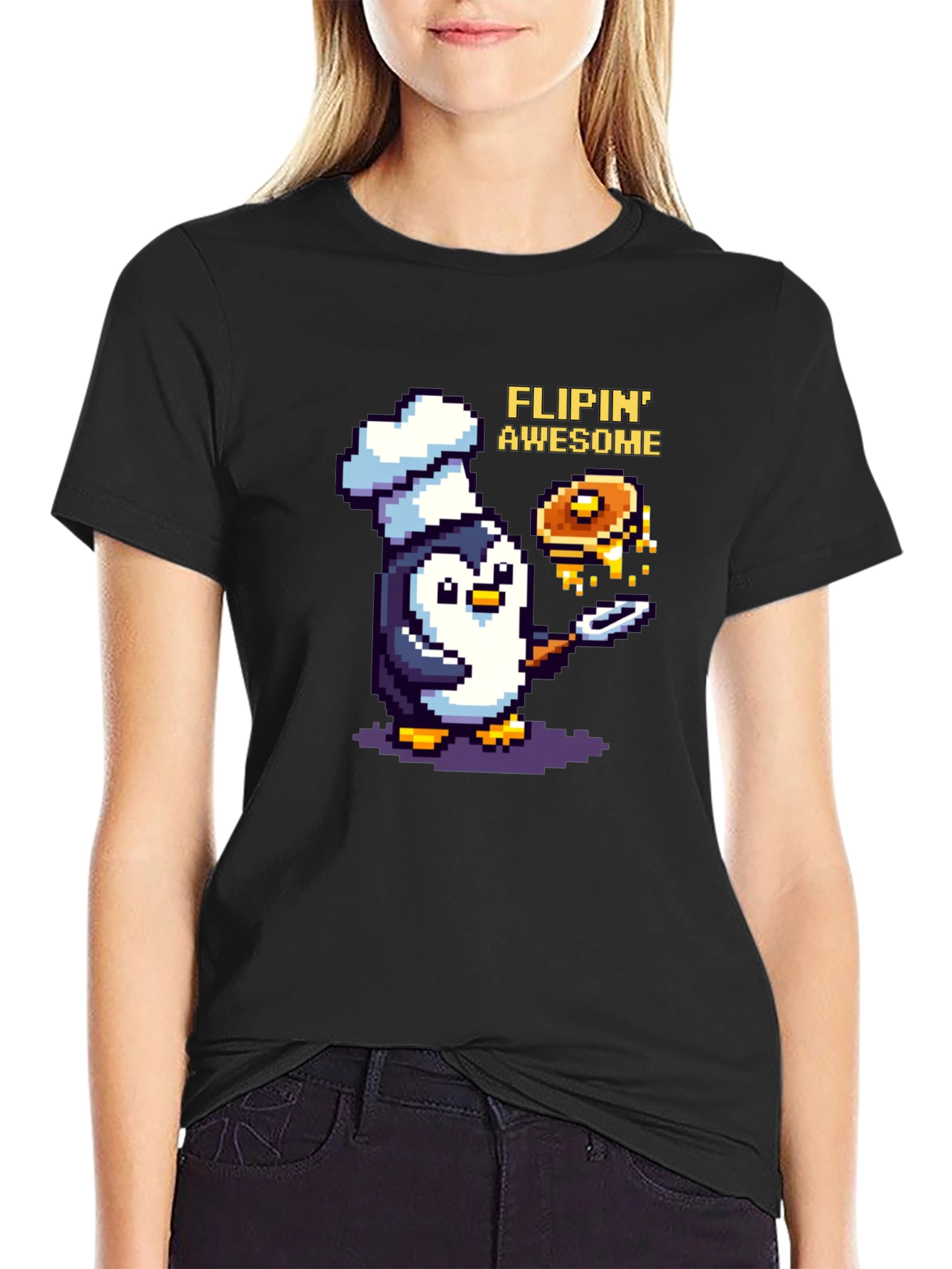 Flippin Awesome Pixel Penguin Chef T-Shirt