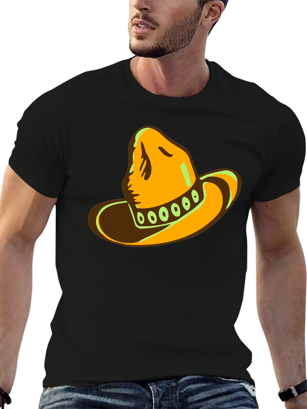 Cool Sombrero Graphic Black T-Shirt