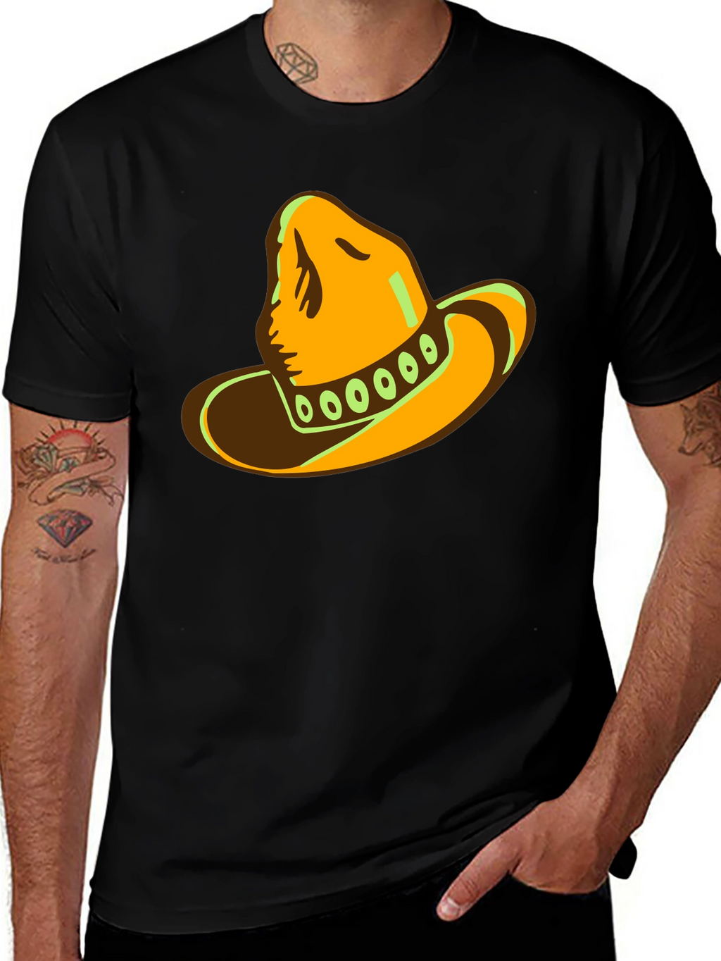 Cool Sombrero Graphic Black T-Shirt