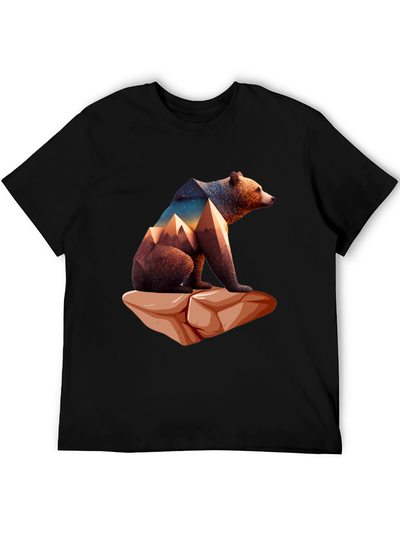 Geometric Bear Graphic Tee - Nature Design
