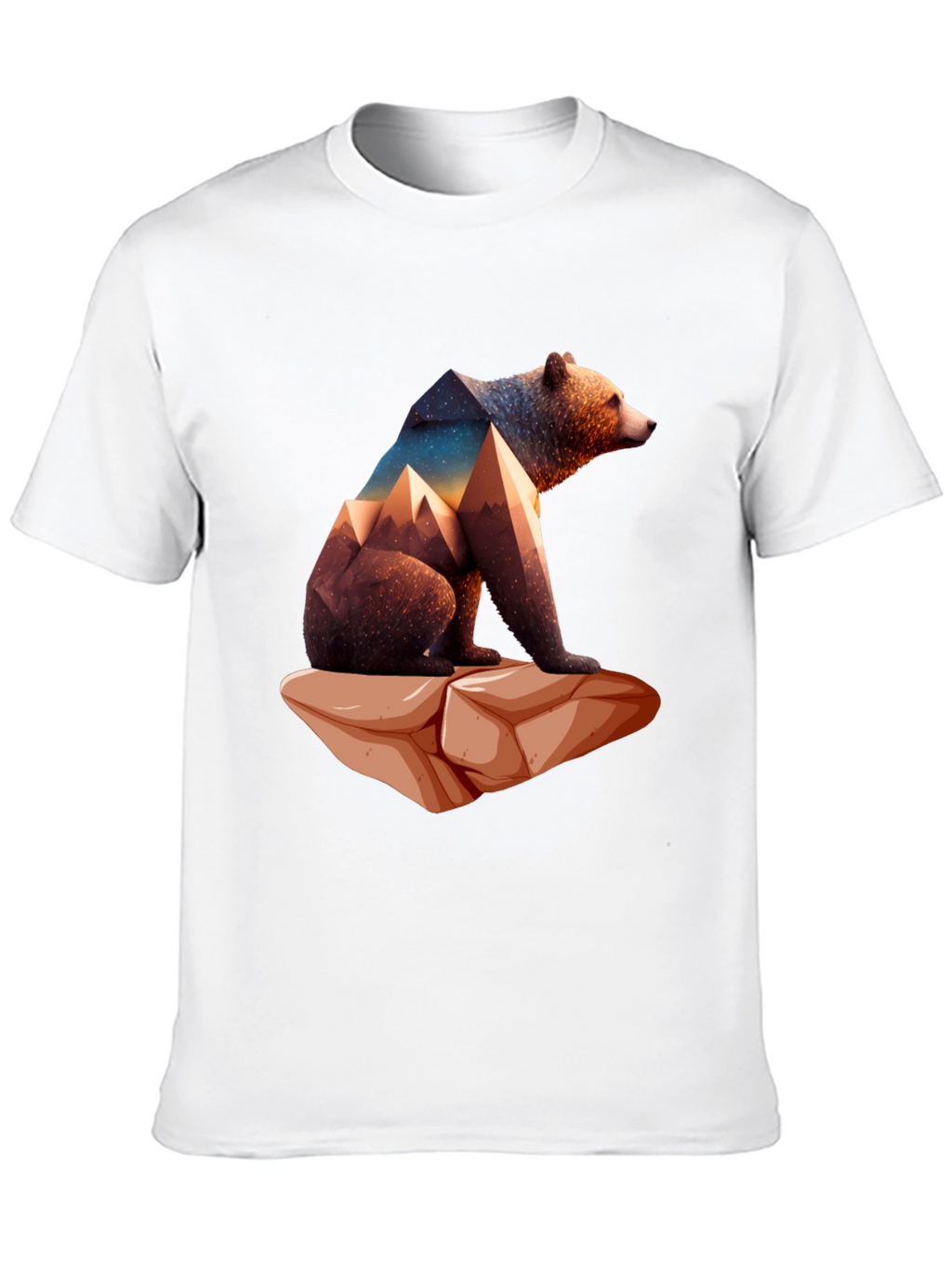 Geometric Bear Graphic Tee - Nature Design
