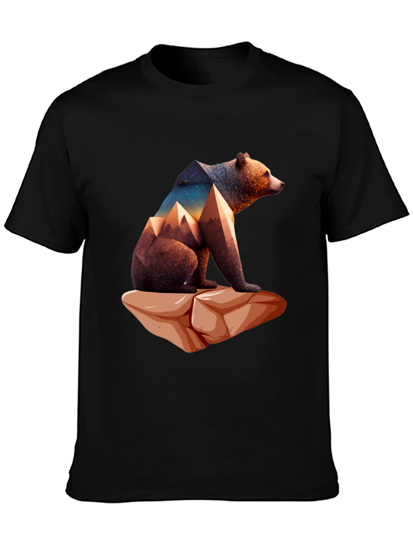 Geometric Bear Graphic Tee - Nature Design