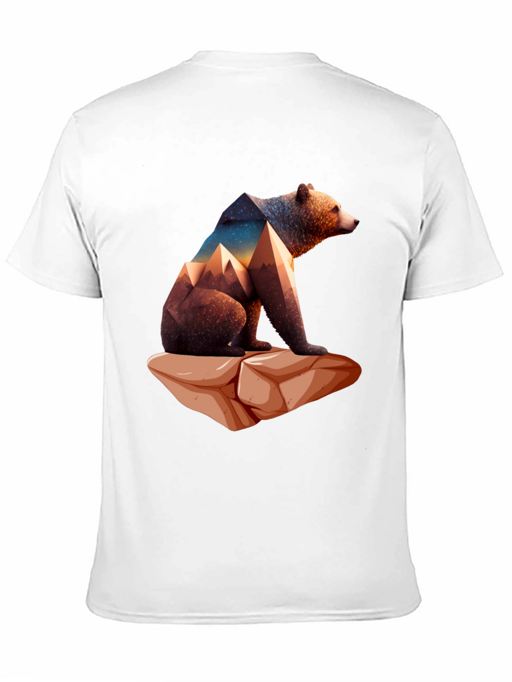 Geometric Bear Graphic Tee - Nature Design