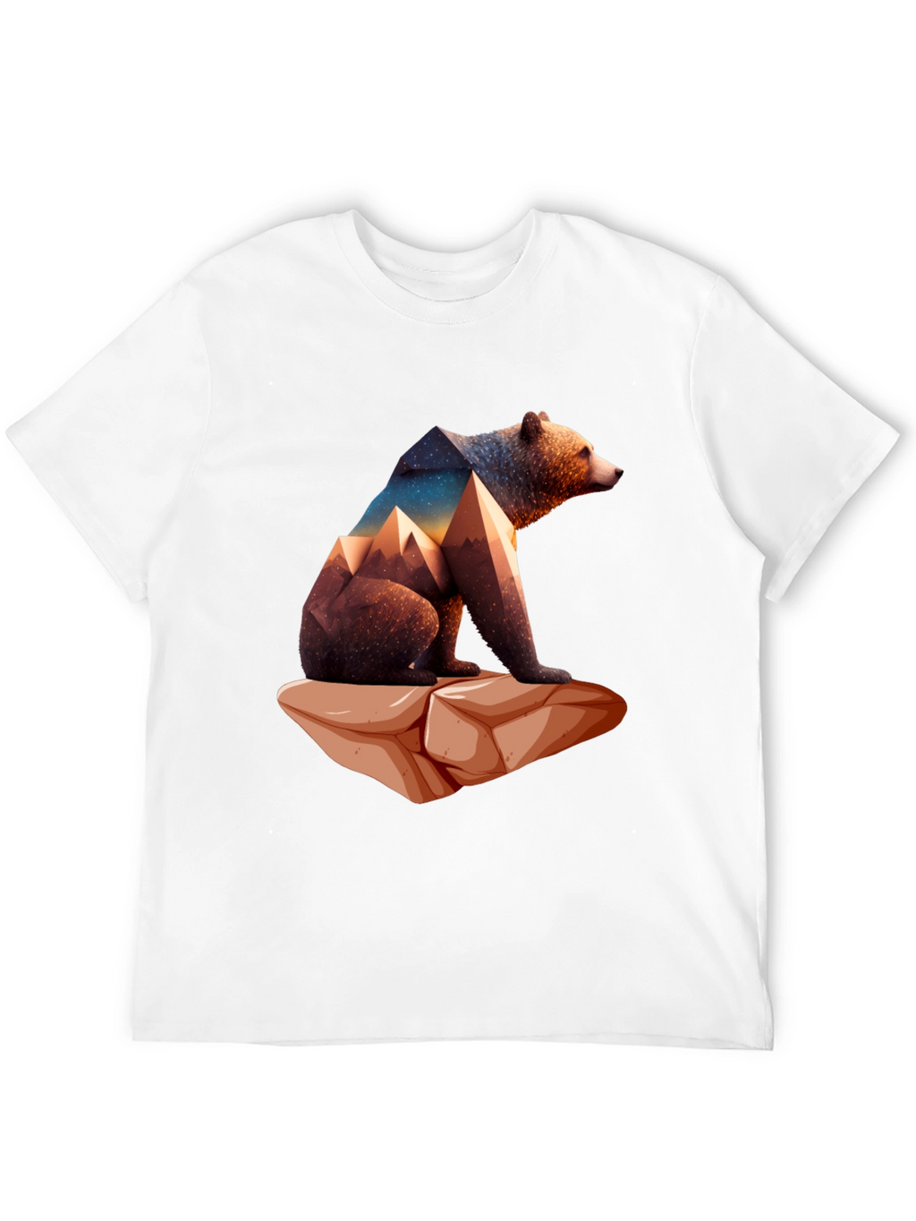 Geometric Bear Graphic Tee - Nature Design