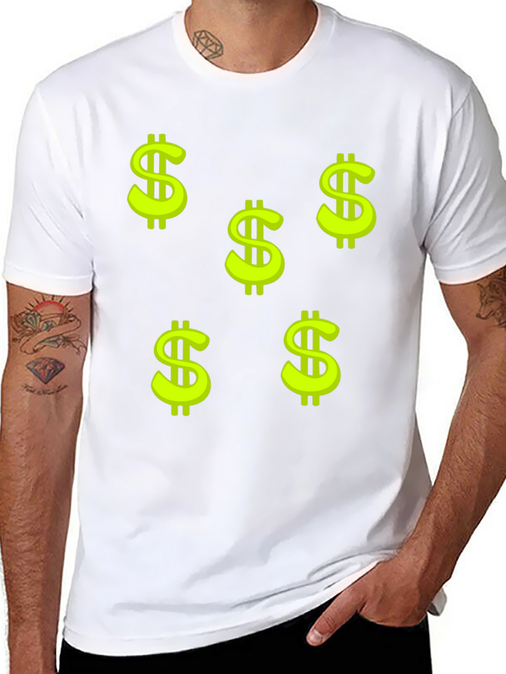 Black Tee with Dollar Sign Print
