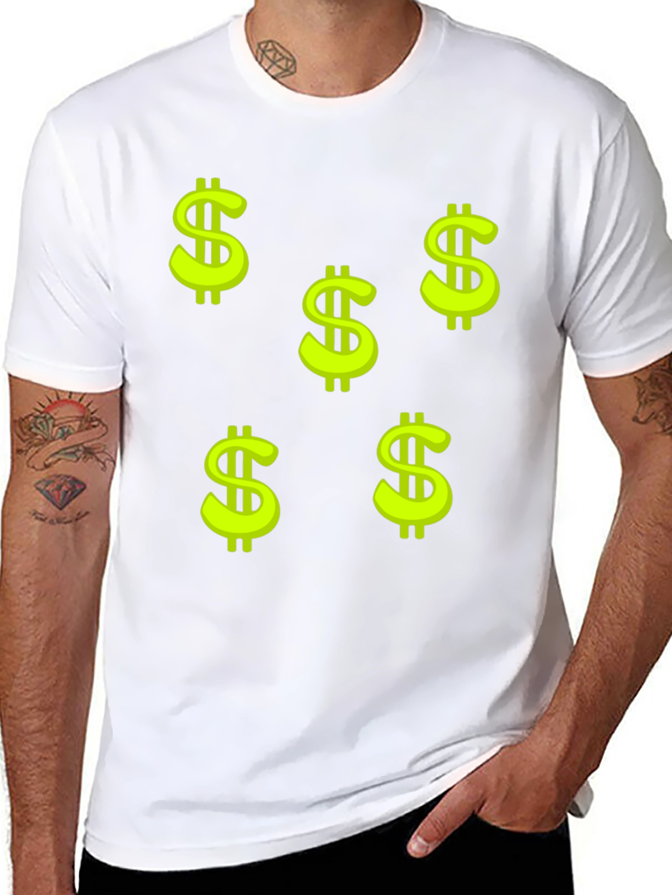 Black Tee with Dollar Sign Print