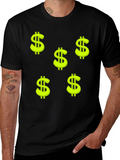 Black Tee with Dollar Sign Print