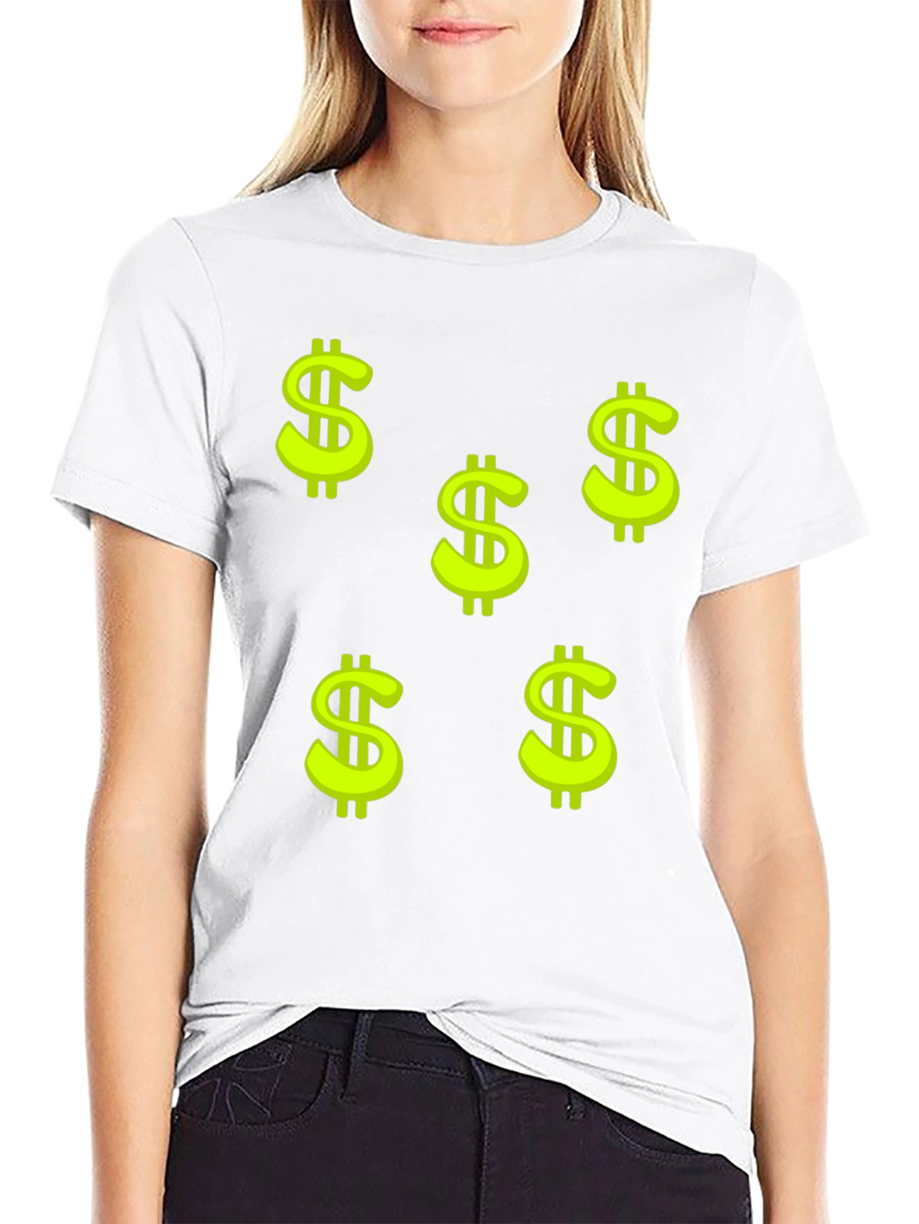 Black Tee with Dollar Sign Print