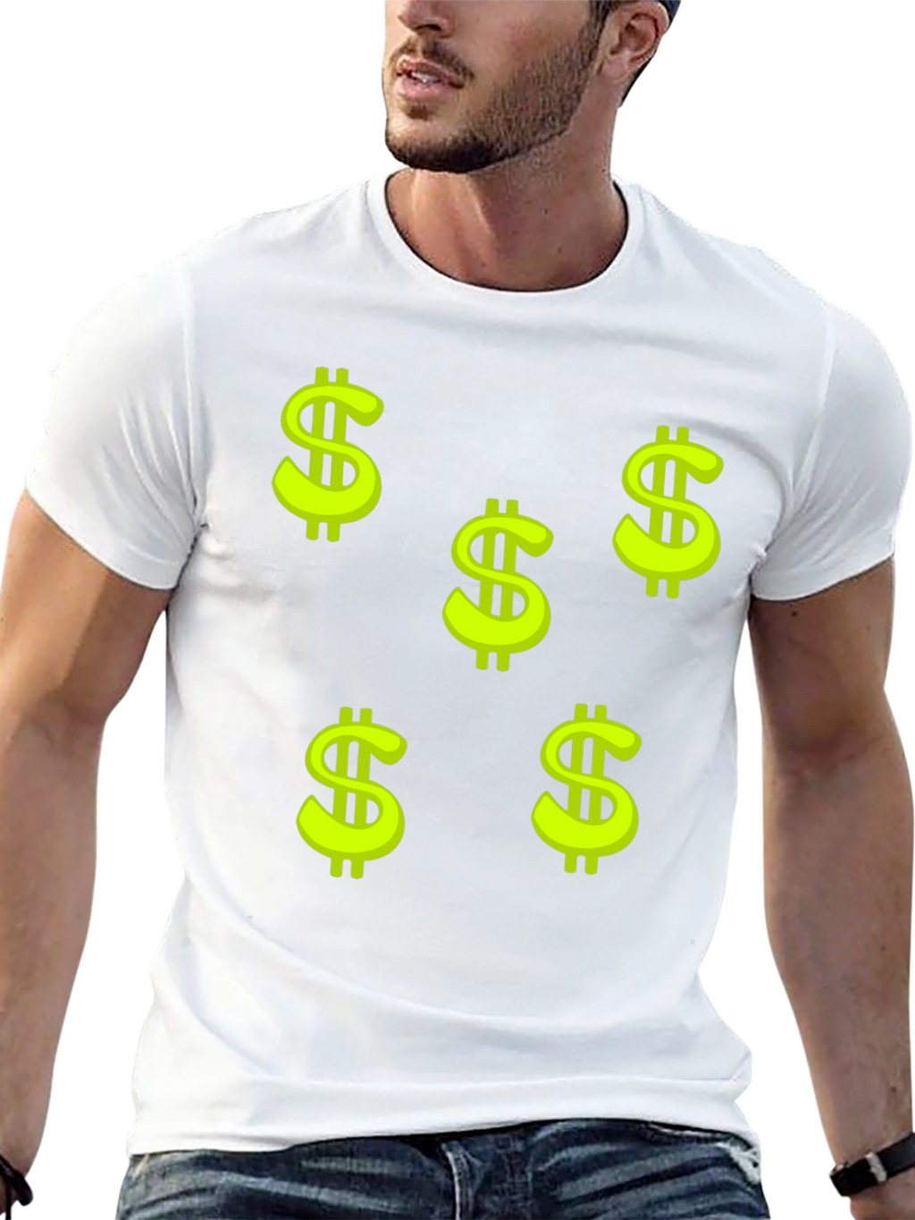 Black Tee with Dollar Sign Print