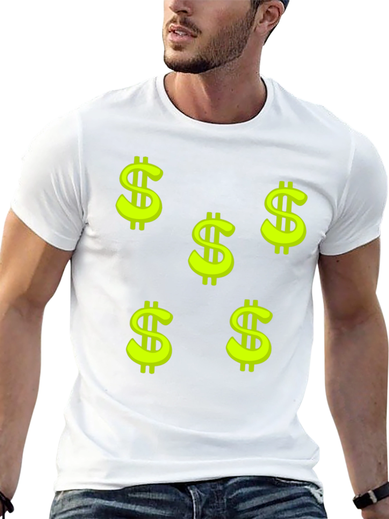Black Tee with Dollar Sign Print