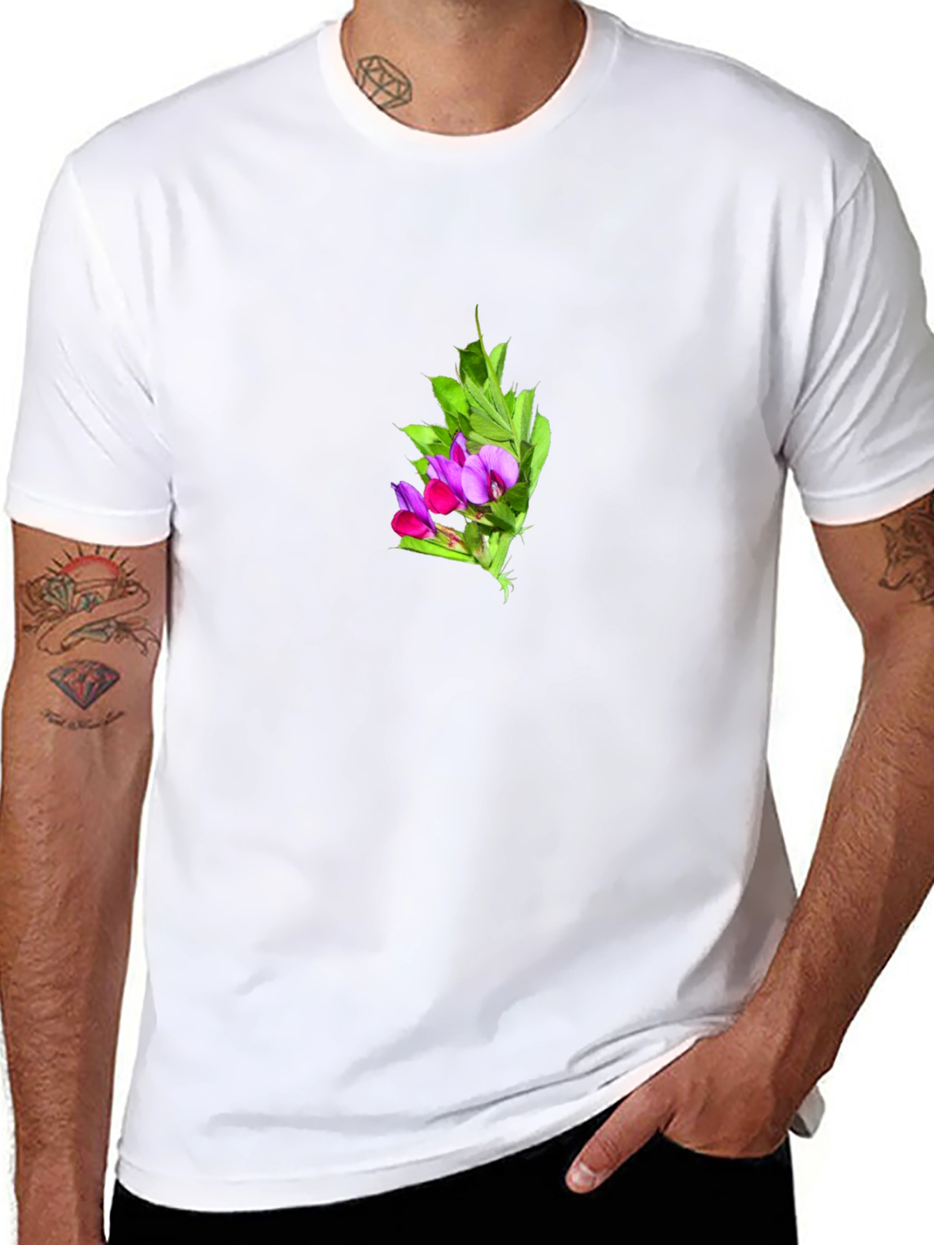 Floral Print Black T-Shirt