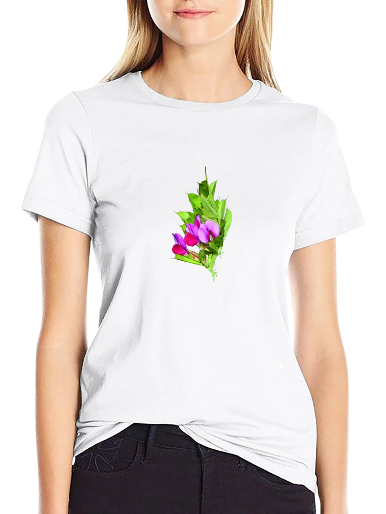 Floral Print Black T-Shirt