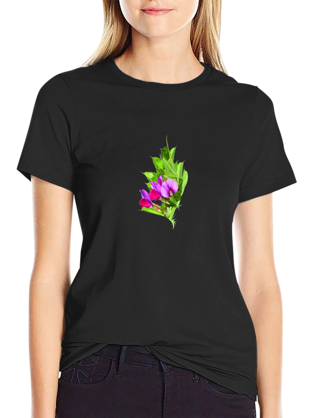 Floral Print Black T-Shirt