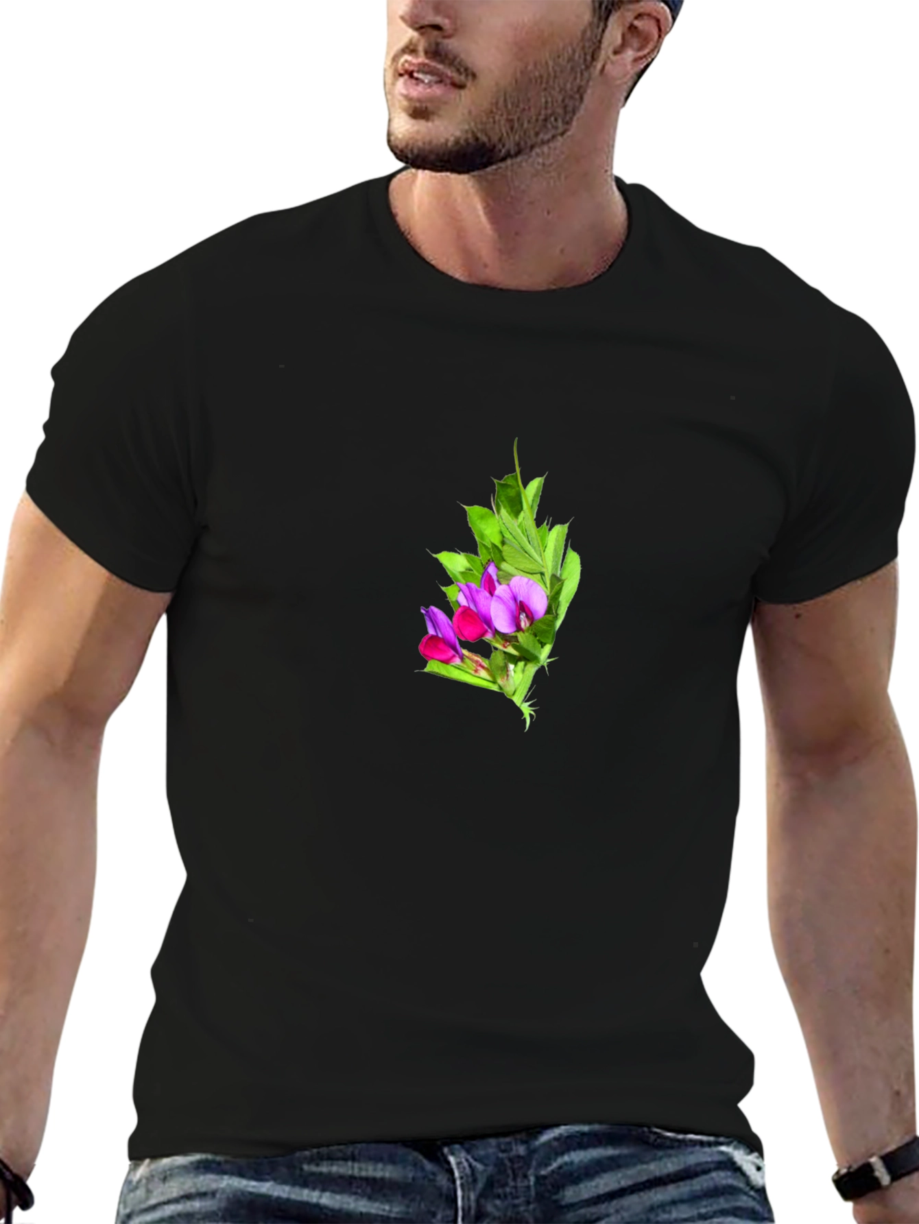 Floral Print Black T-Shirt