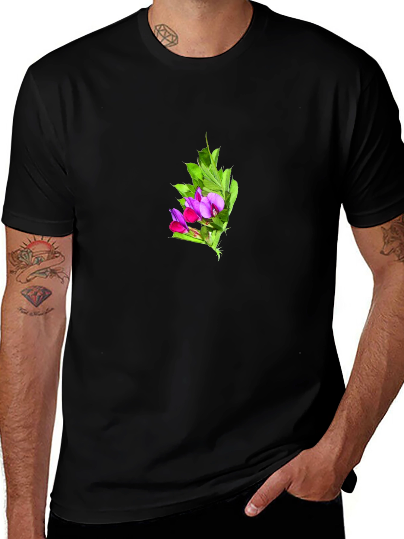 Floral Print Black T-Shirt