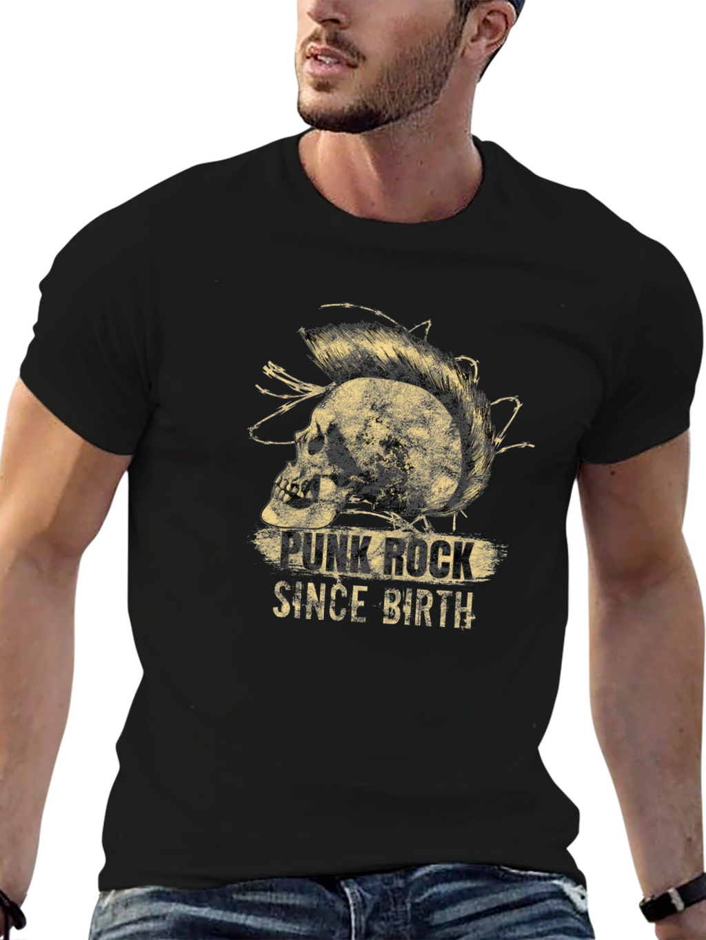 Punk Rock Since Birth Skull Graphic T-Shirt