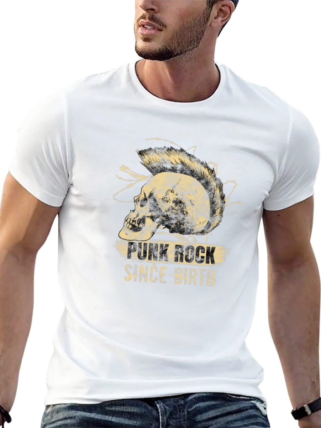 Punk Rock Since Birth Skull Graphic T-Shirt