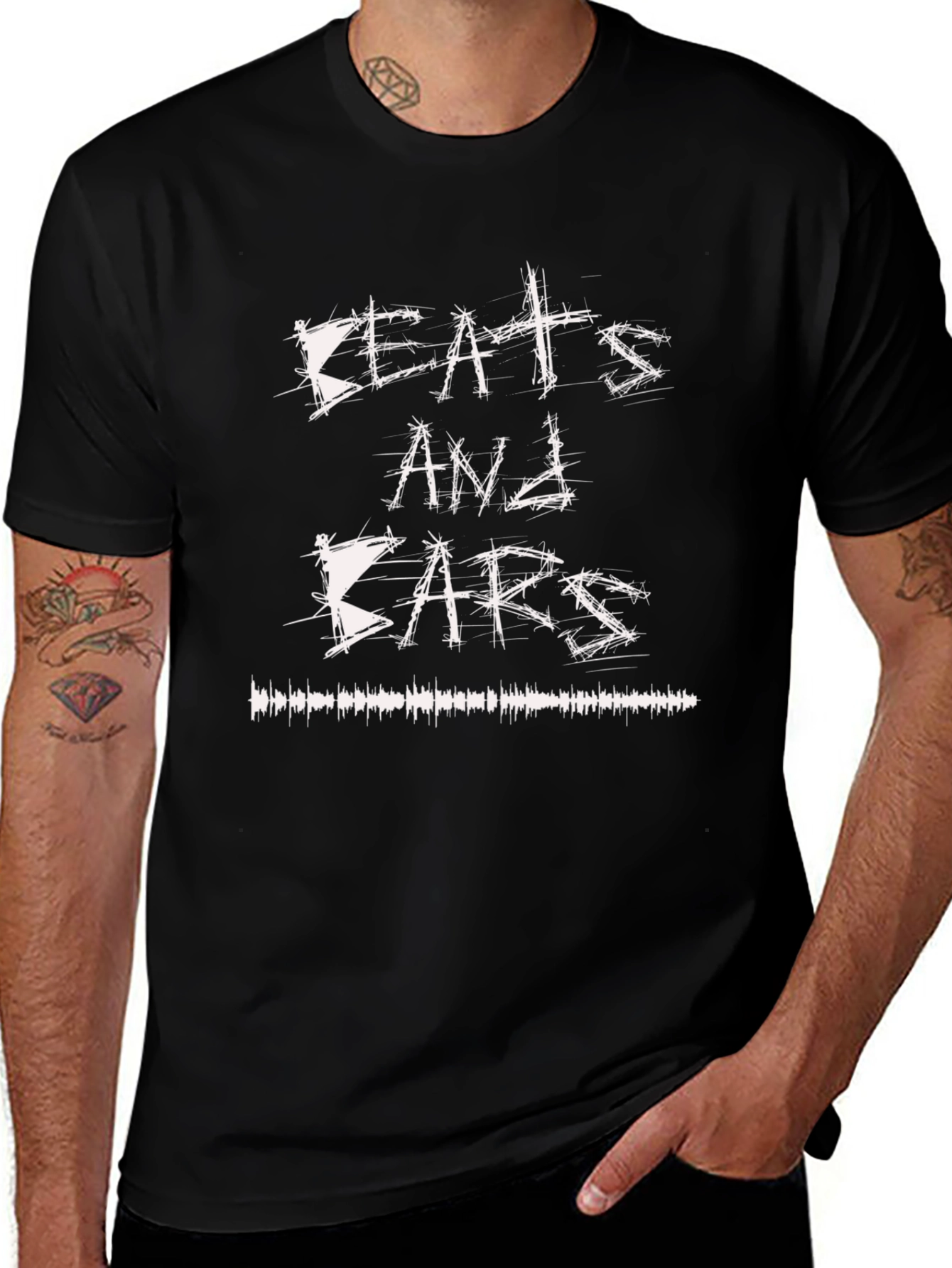 Beats and Bars Graphic Tee - Black Cotton Music Lover Shirt